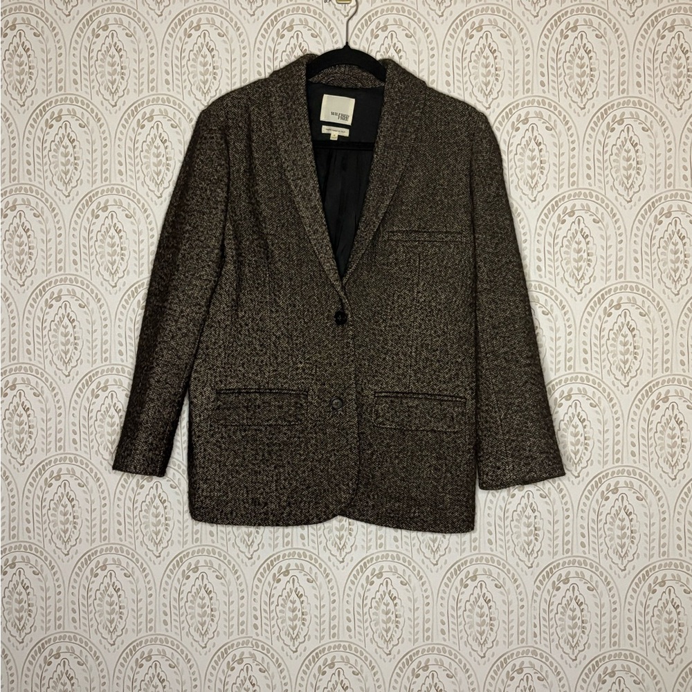 🎀Aritzia Wilfred Free🎀Women’s Kelsey Jacket Brown Chambray Knit Wool Blazer